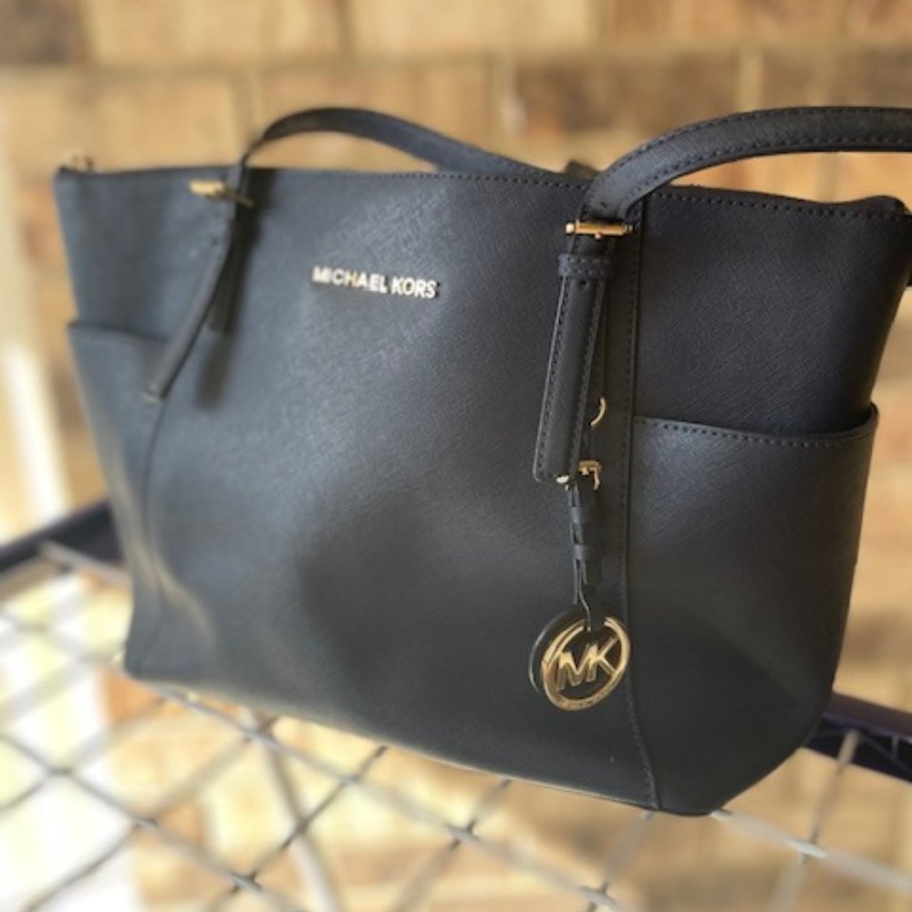 Micheal Kors Navy Leather Tote Bag